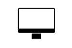Une icône en noir et blanc d'un moniteur sur fond blanc pour Mac.